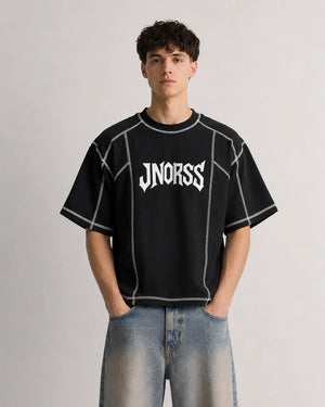 JNORSS Contrast Stitch Boxy T-Shirt-Black