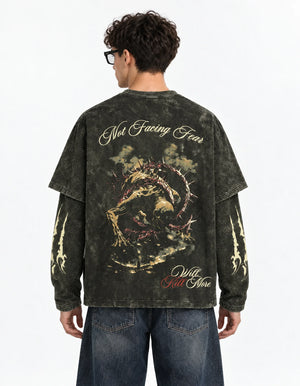 Eternal Dread Acid Wash Oversized Layered T-shirt