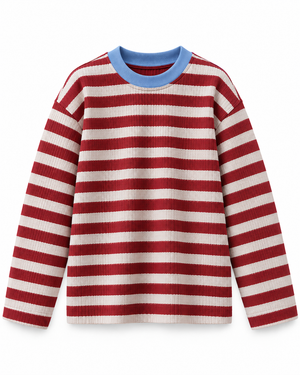 Brick Red & Cream Striped Tee