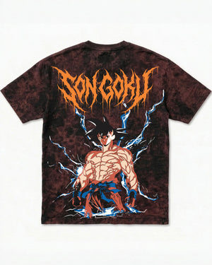 Goku Thunder Acid Wash Oversized T-Shirt