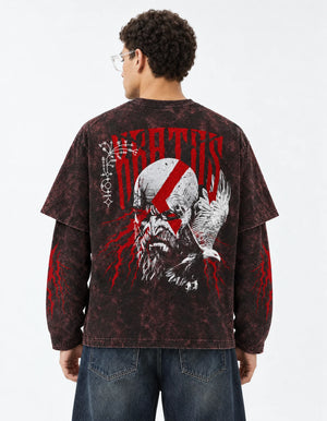 Kratos Acid Wash Layered Full Sleeve Tee
