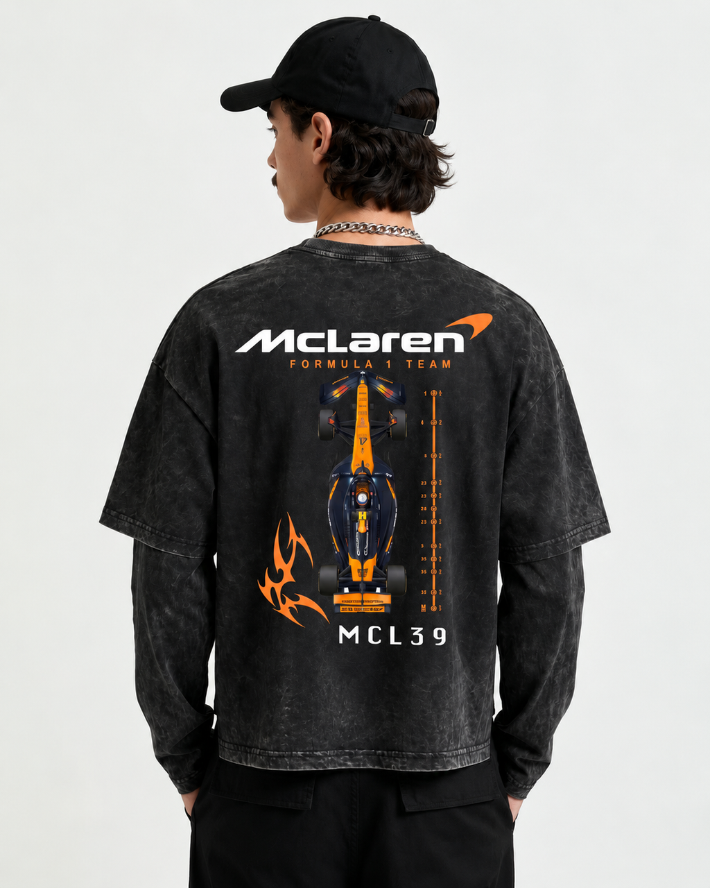 McLaren MCL39 Acid Wash Layered T-Shirt