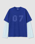 Royal Blue & Sky “07” Oversized Layered Varsity T-Shirt