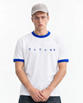 7×7=49 Ringer Tee — front view on model