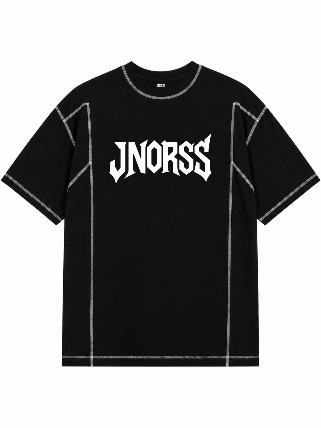 JNORSS Contrast Stitch Boxy T-Shirt-Black