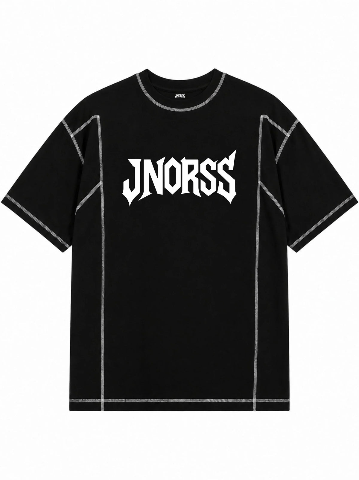 JNORSS Contrast Stitch Boxy T-Shirt-Black