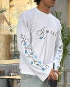 white flower waffle tee