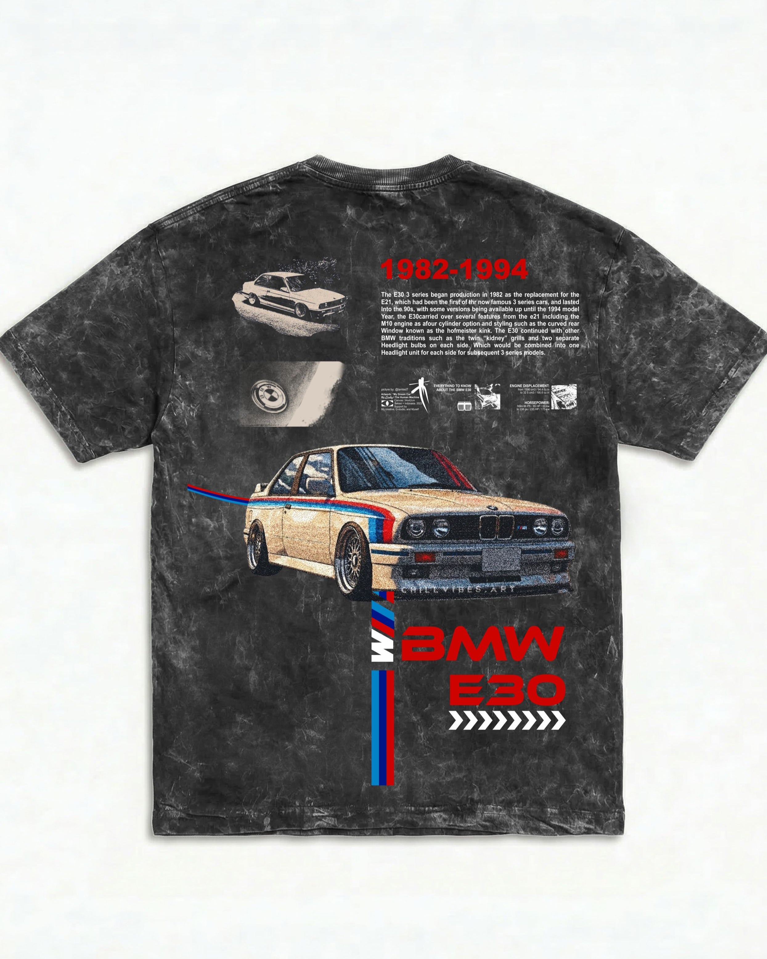 BMW E30 Auto Archive Acid Wash Oversized Tee