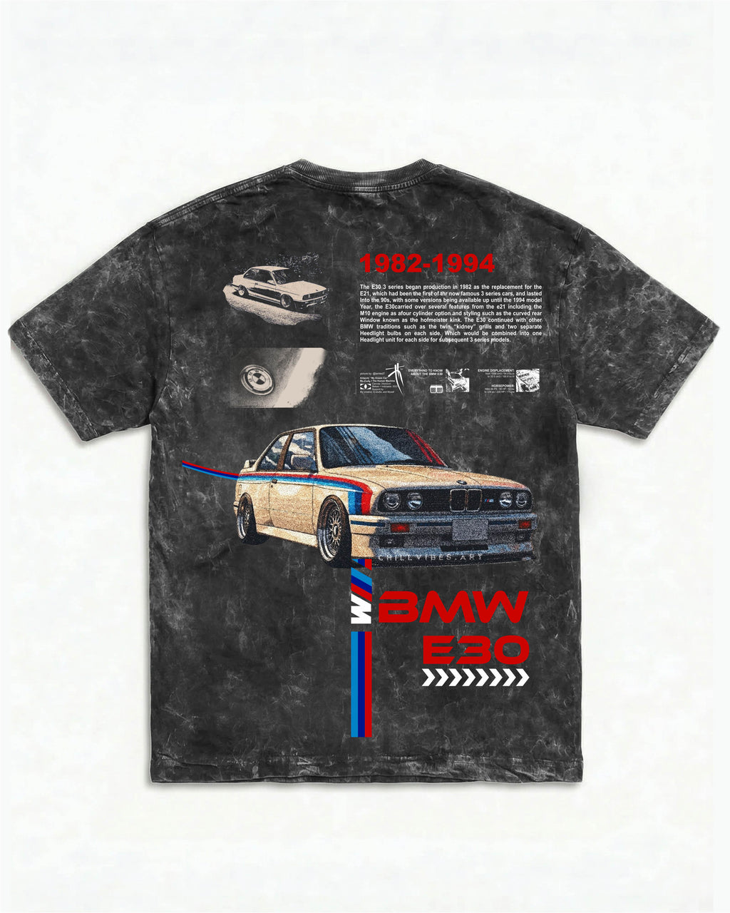 BMW E30 Auto Archive Acid Wash Oversized Tee
