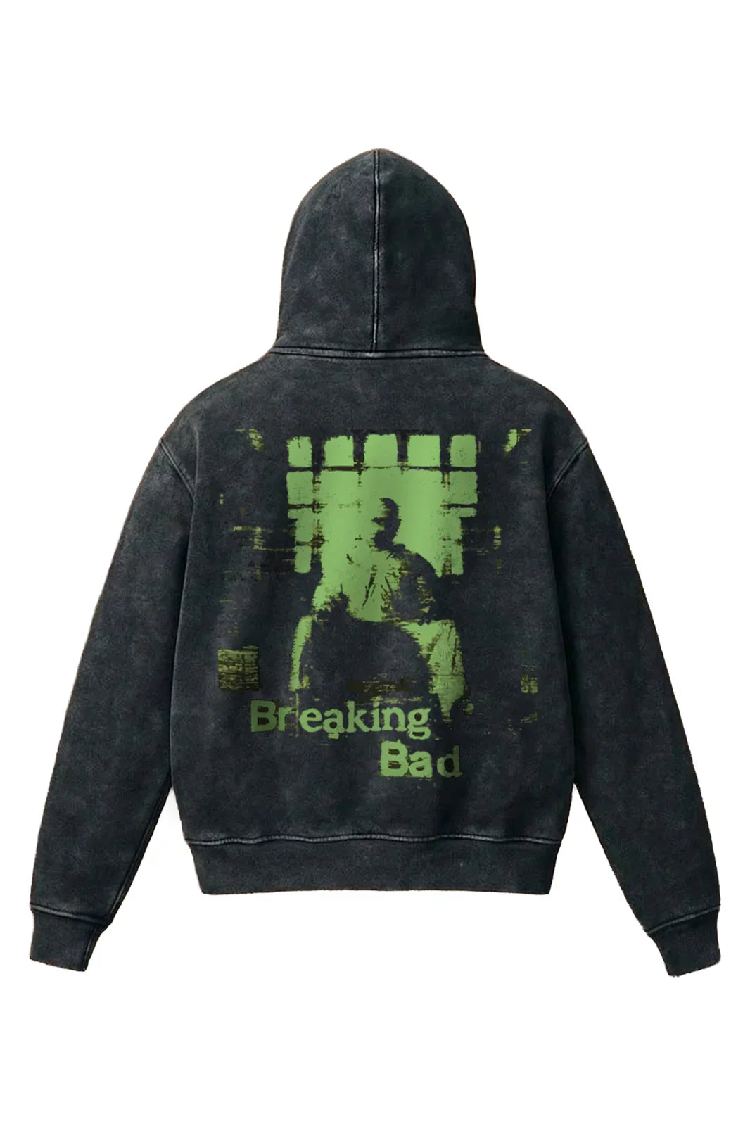Breaking Bad Toxic Ascension acid wash hoodie by Jnorss, featuring a distressed design and casual fit, displayed on a plain background.