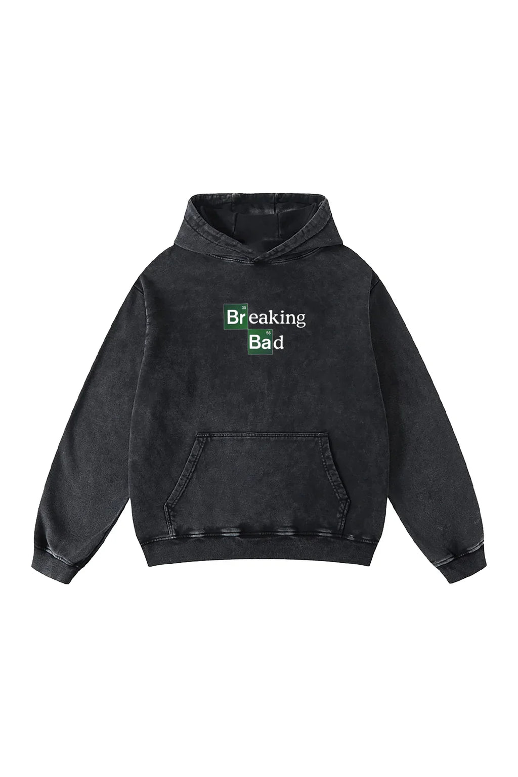 Breaking Bad Toxic Ascension acid wash hoodie by Jnorss, featuring a distressed design and casual fit on a model.