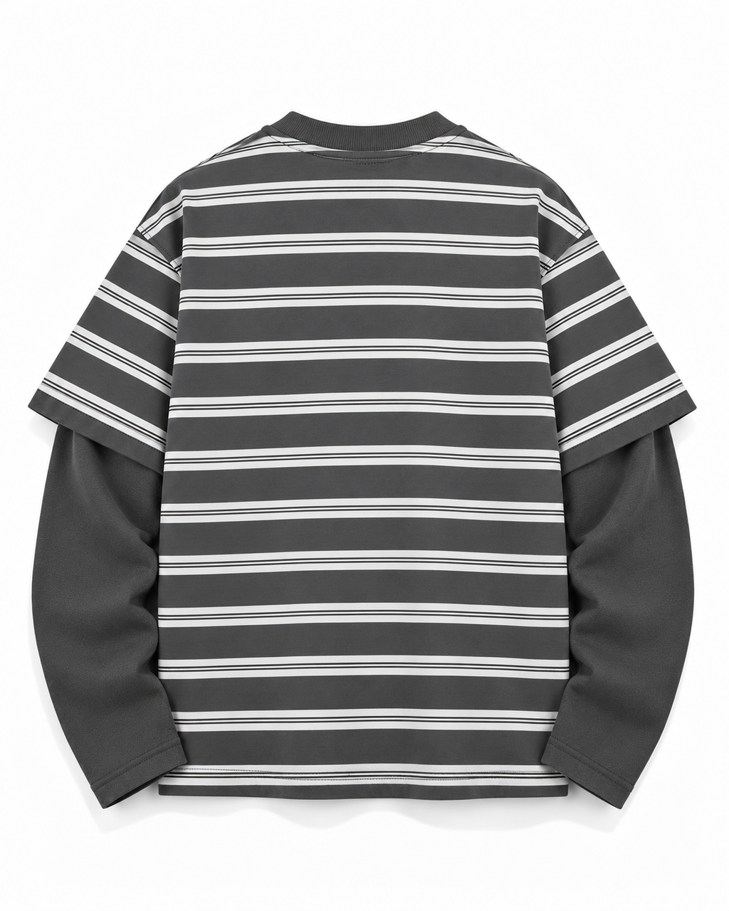 Charcoal Stripe Oversized Layered Tee
