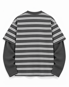 Charcoal Stripe Oversized Layered Tee