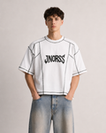 JNORSS Contrast Stitch Boxy T-Shirt-White