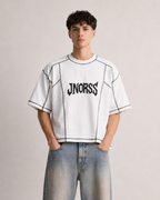 JNORSS Contrast Stitch Boxy T-Shirt-White