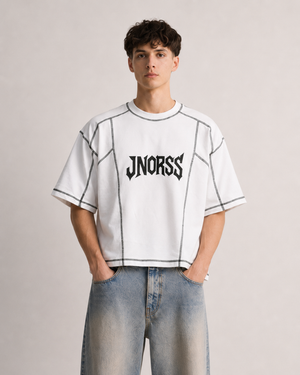 JNORSS Contrast Stitch Boxy T-Shirt-White