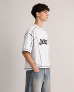 JNORSS Contrast Stitch Boxy T-Shirt-White