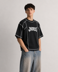 JNORSS Contrast Stitch Boxy T-Shirt-Black