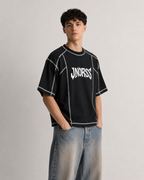 JNORSS Contrast Stitch Boxy T-Shirt-Black