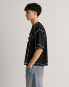 JNORSS Contrast Stitch Boxy T-Shirt-Black