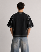 JNORSS Contrast Stitch Boxy T-Shirt-Black
