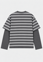 Charcoal Stripe Oversized Layered Tee