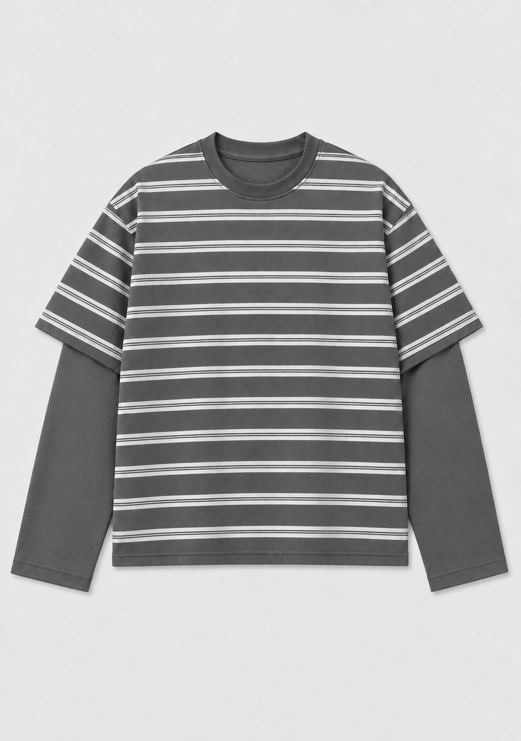 Charcoal Stripe Oversized Layered Tee