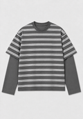 Charcoal Stripe Oversized Layered Tee