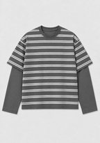 Charcoal Stripe Oversized Layered Tee