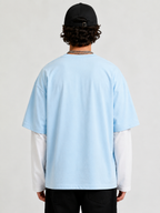 Sky Blue & White  Oversized Layered “11” Graphic T-Shirt