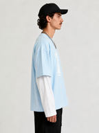Sky Blue & White  Oversized Layered “11” Graphic T-Shirt