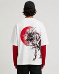 Red Moon Wolf Layered Ovesized Tee