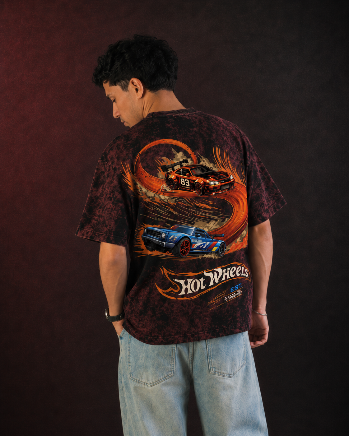 Hot Wheels Drift Legends Acid Wash Oversized Tee