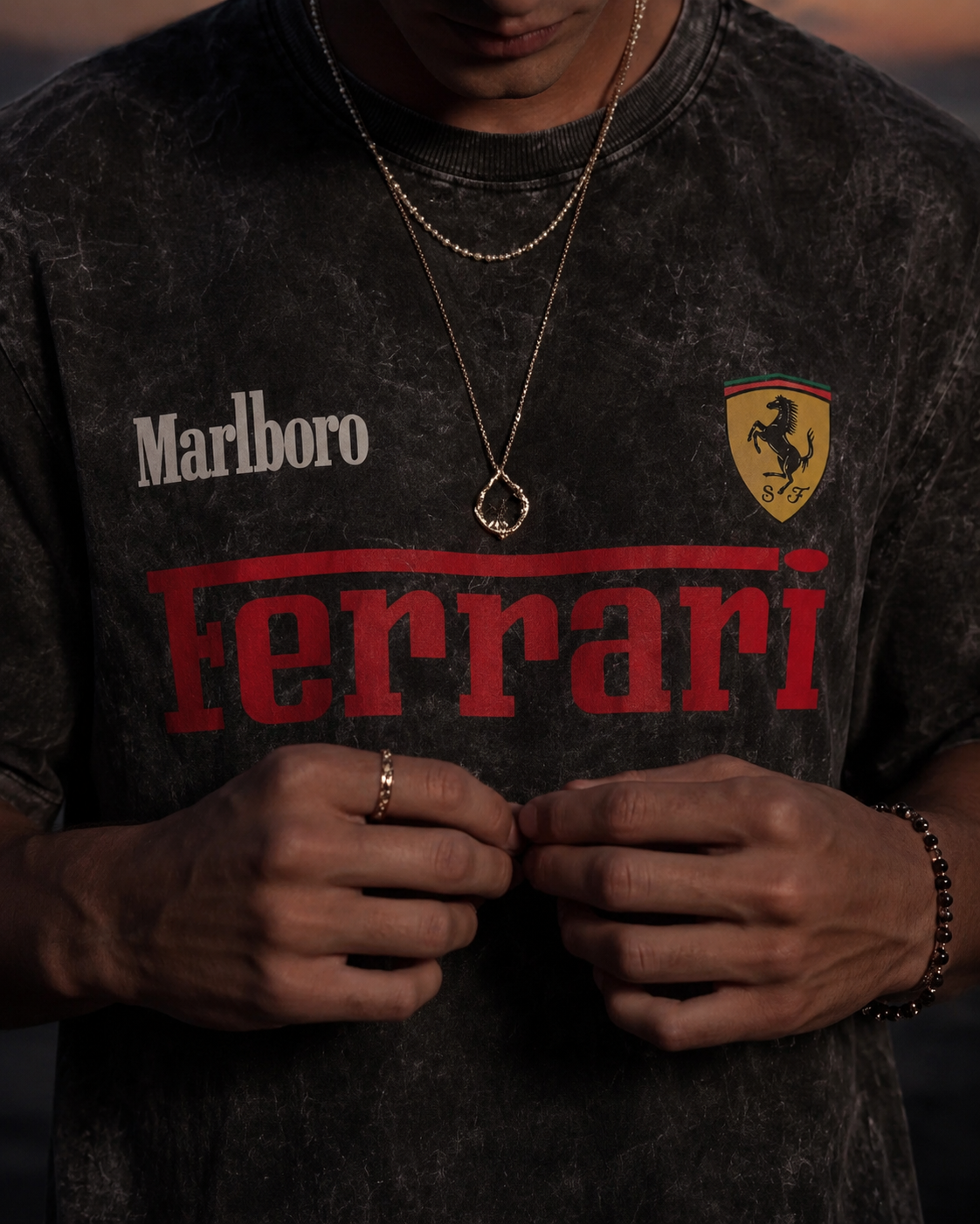 Marlboro Ferrari Monaco Acid Wash Oversized Tee