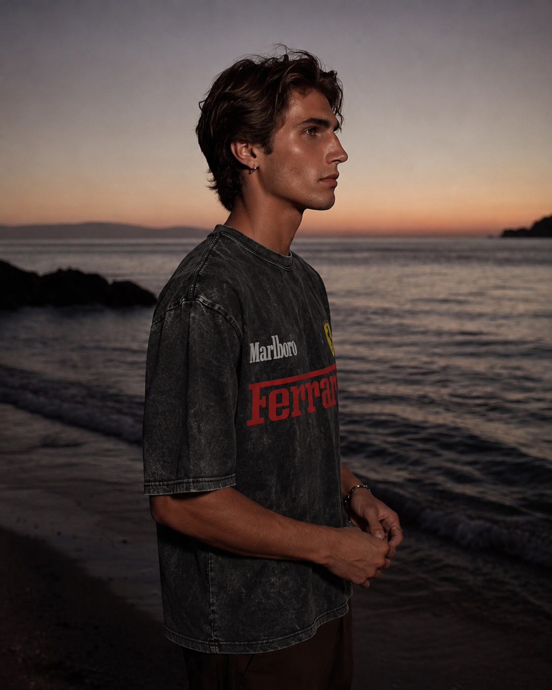 Marlboro Ferrari Monaco Acid Wash Oversized Tee