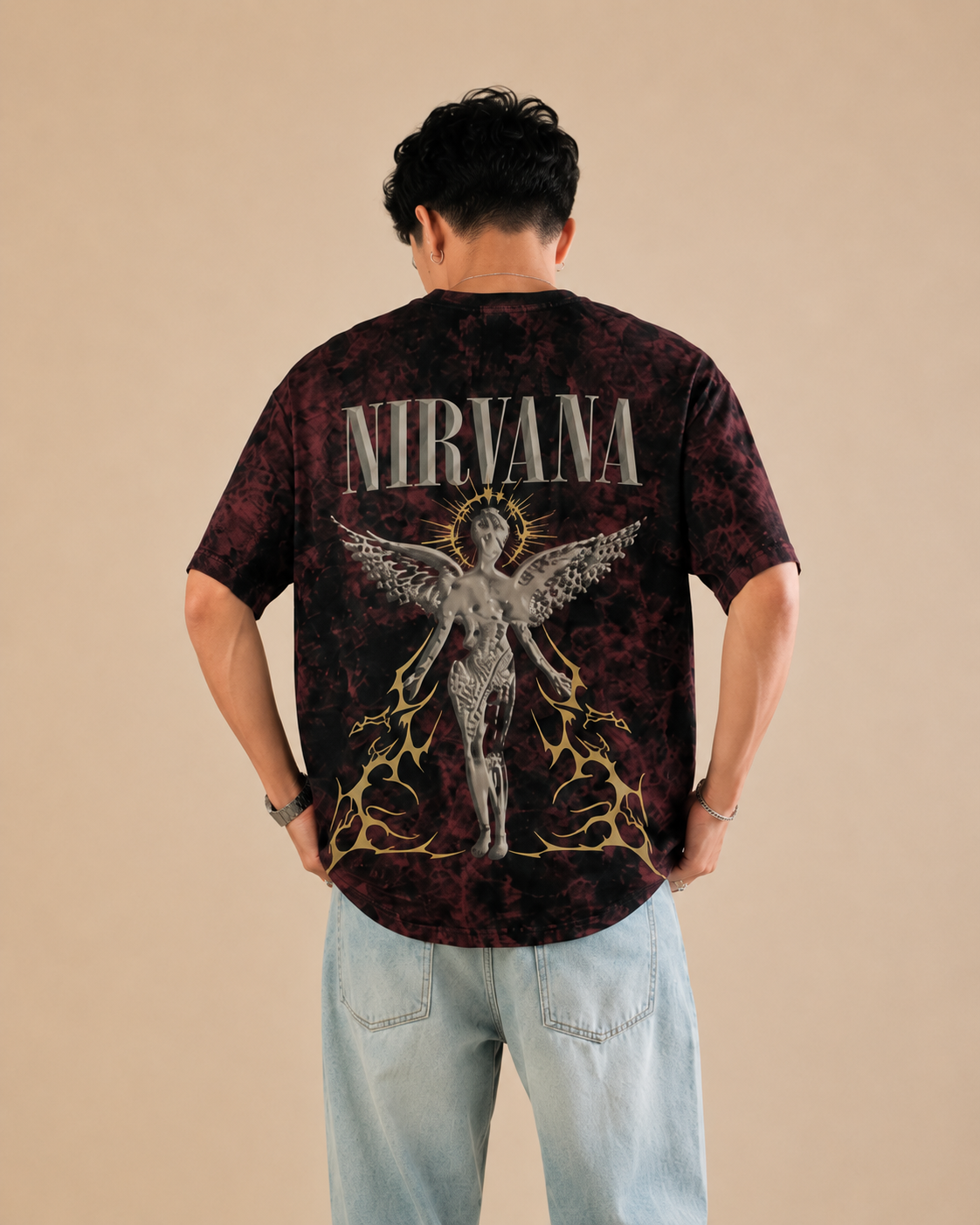 Nirvana "In Utero" Red Acid Wash Oversized T-Shirt