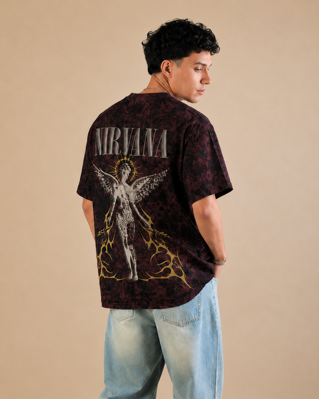 Nirvana "In Utero" Red Acid Wash Oversized T-Shirt