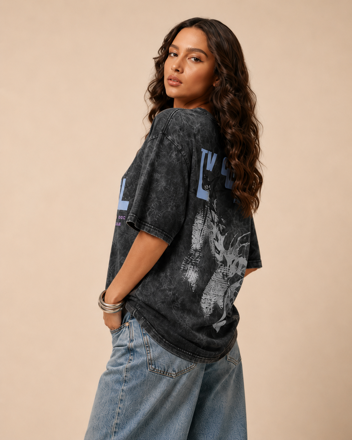 TV Girl Vintage Acid Wash Oversized T-Shirt