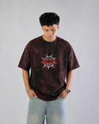 Slipknot Star Skull Red Acid Wash Oversized T-Shirt