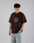 Slipknot Star Skull Red Acid Wash Oversized T-Shirt