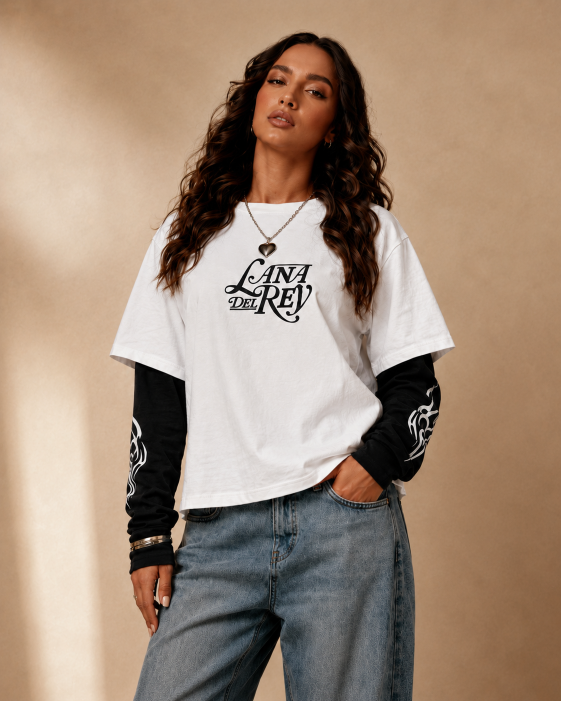 Lana Del Rey Layered Oversized LS T-Shirt