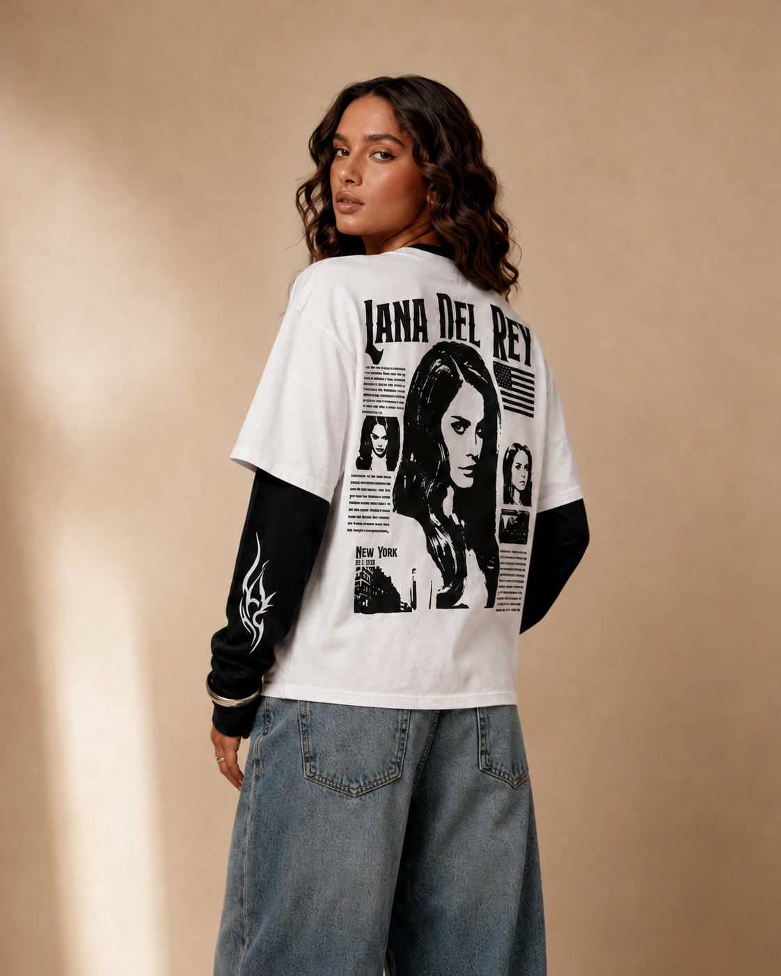 Lana Del Rey Layered Oversized LS T-Shirt