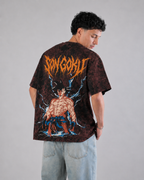 Goku Thunder Acid Wash Oversized T-Shirt