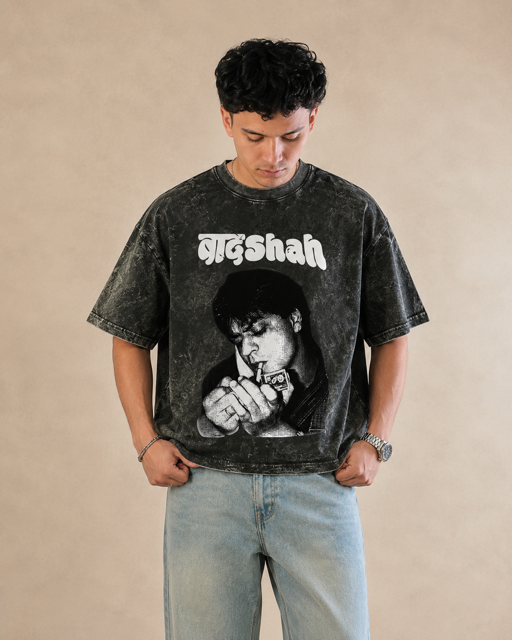 SRK Vintage Smoke Boxy Acid Wash Tee
