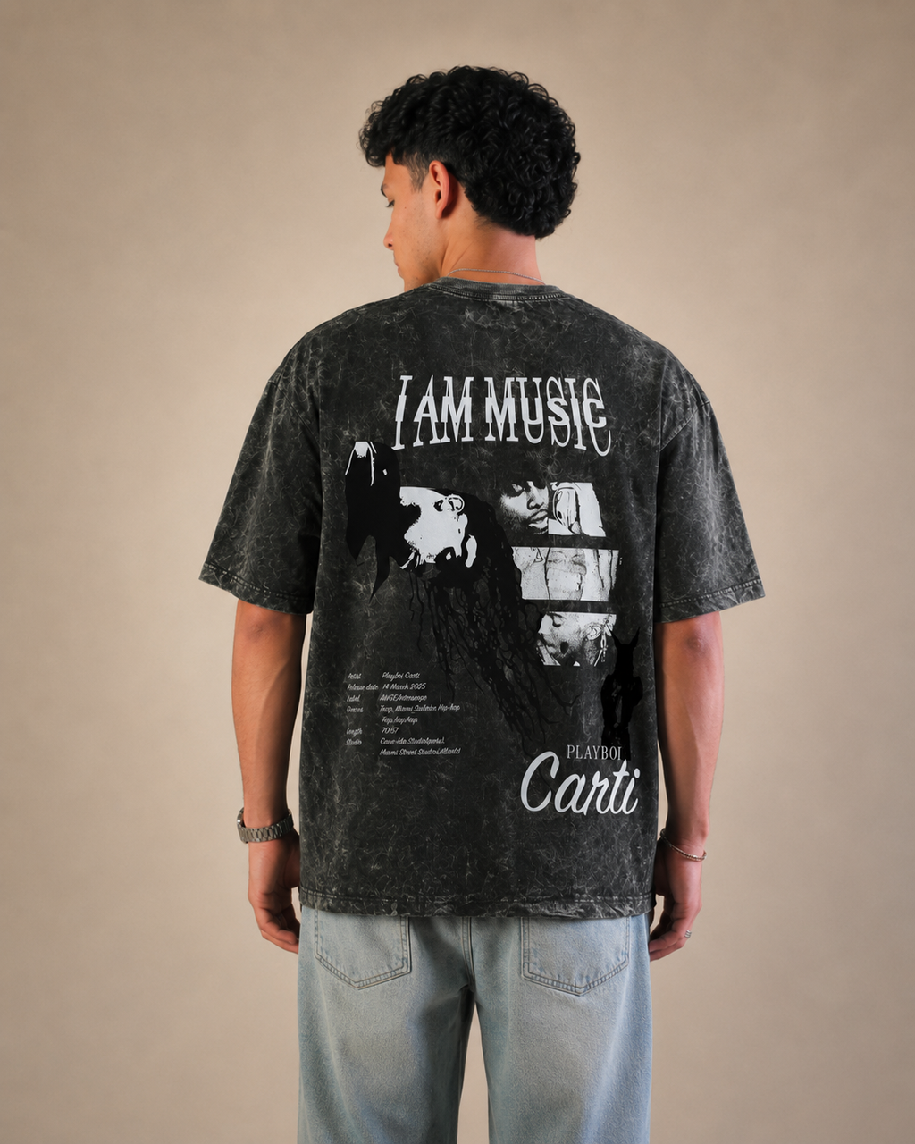 I Am Music Boxy Acid Wash Tee
