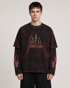 Jujutsu Kaisen Acid Wash Layered Sleeve Oversized T-Shirt