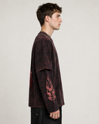 Jujutsu Kaisen Acid Wash Layered Sleeve Oversized T-Shirt