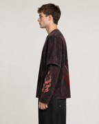 Jujutsu Kaisen Acid Wash Layered Sleeve Oversized T-Shirt