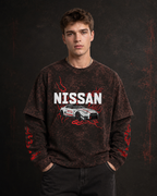 Nissan GT-R GT3 Vintage Acid Wash Layered Full Sleeve T-Shirt