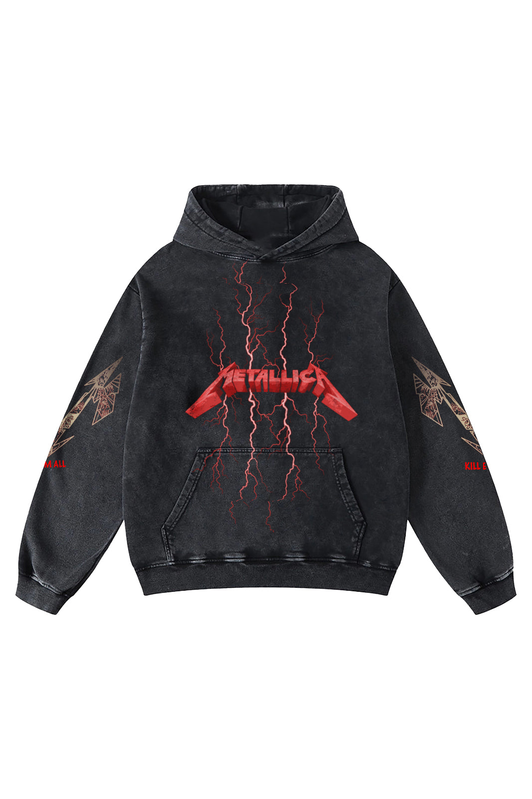 Metallica Electric Thrash Omen - Acid Wash Hoodie